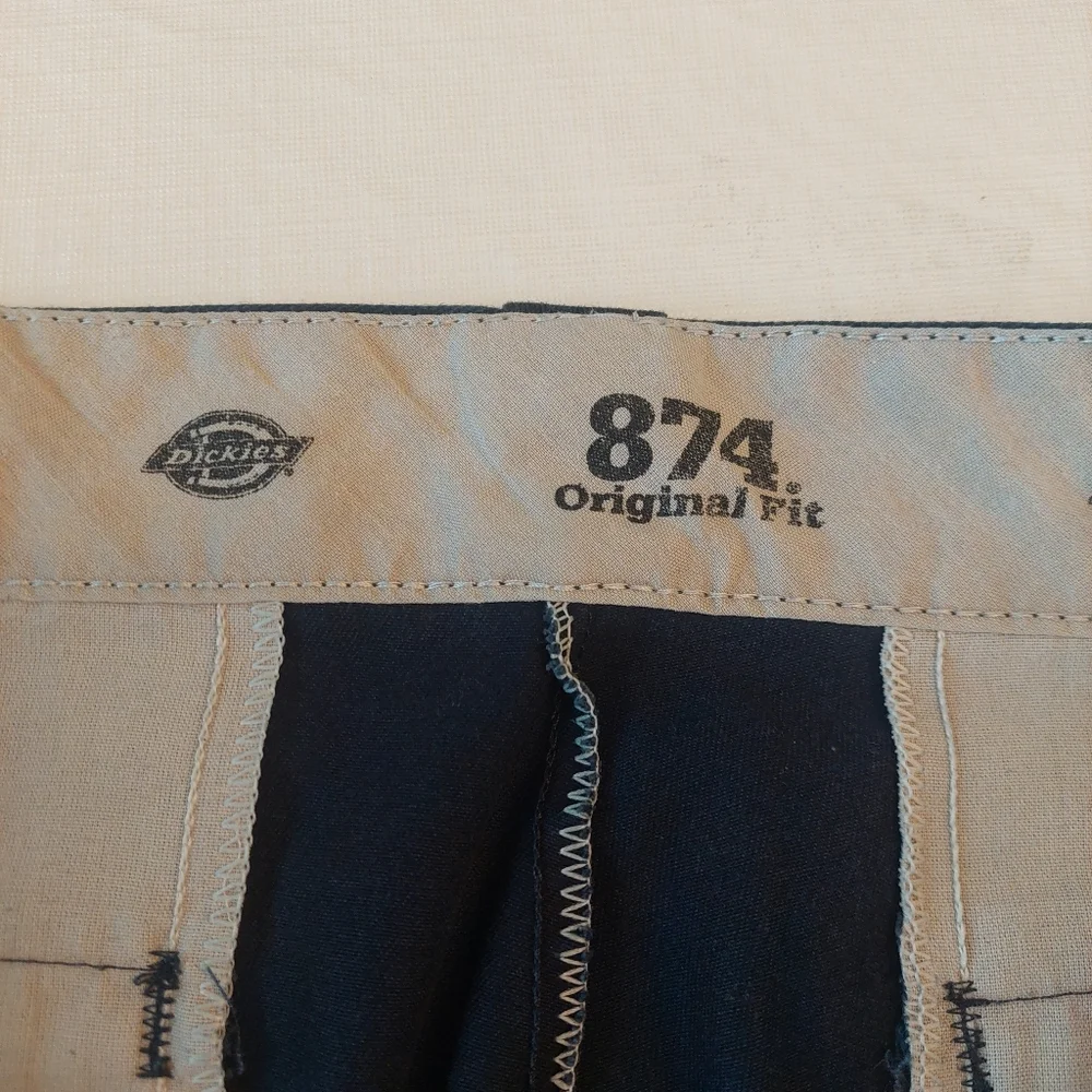 Dickies 874 Original Fit Navy Blue Uniform Pleated Straight Work Pants Sz 34x34